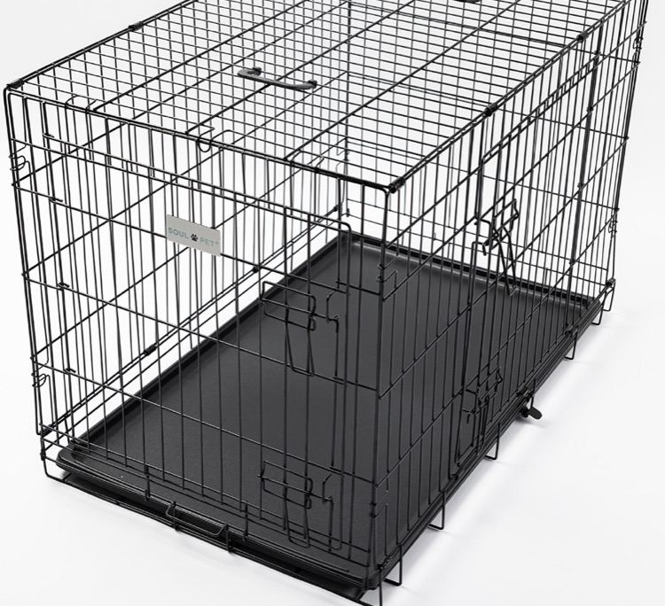Large dog cage with black out cover 