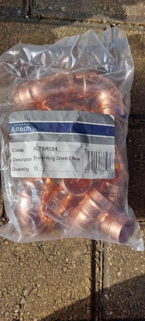 Altech 5 pack of 10 x 22mm solder ring elbow and 20 pack of 5 x 22mm coupler