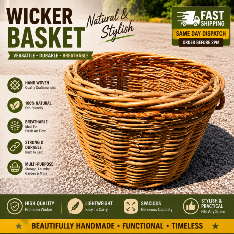 Large rustic handwoven wicker basket
