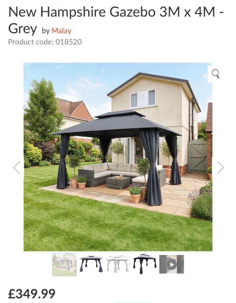 Hampshire Gazebo 3m x4m 