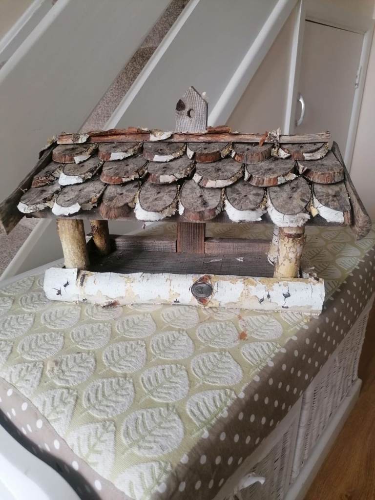 Rustic Birch Wooden Bird Feeder