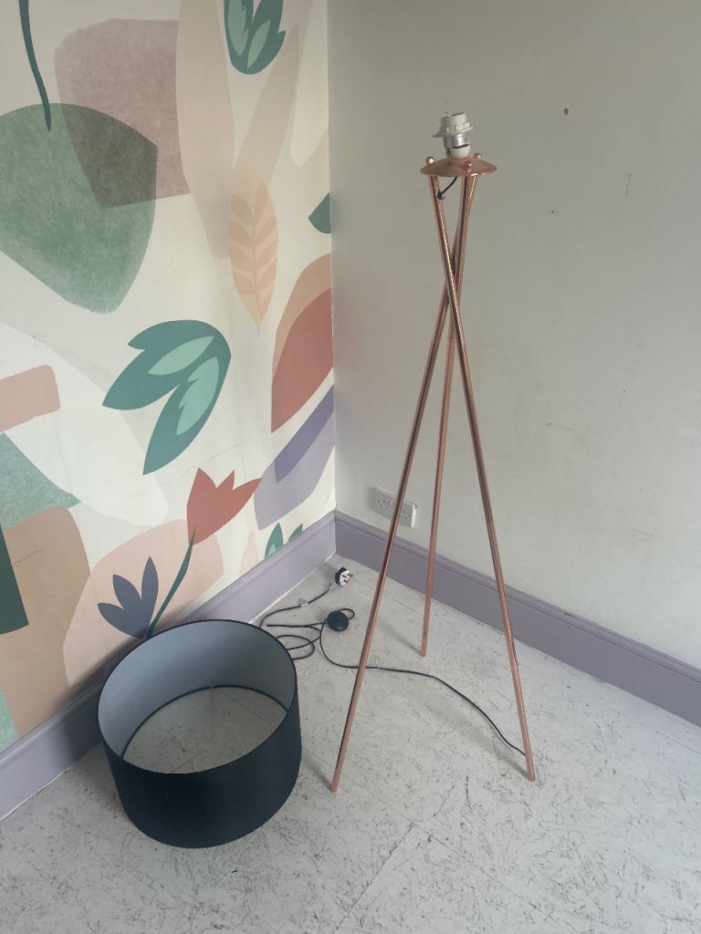 FREE Copper Tripod Floor Lamp with Black Shade