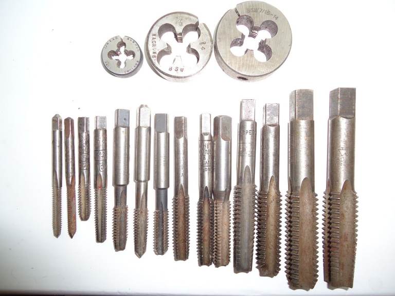 Various Sized Whitworth and BSF Taps and Dies