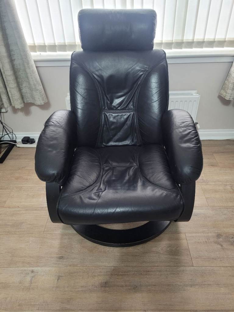 Land Of Leather chair with matching footstool