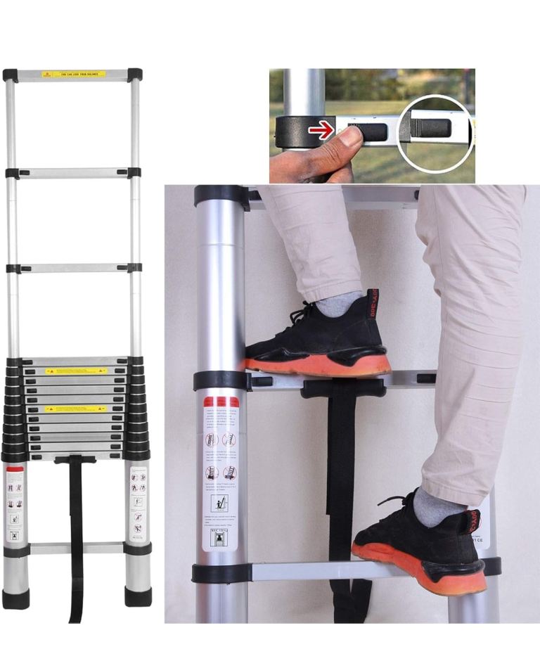 4.4M / 14.4FT Telescopic Ladder, Heavy Duty Aluminum Telescoping 
