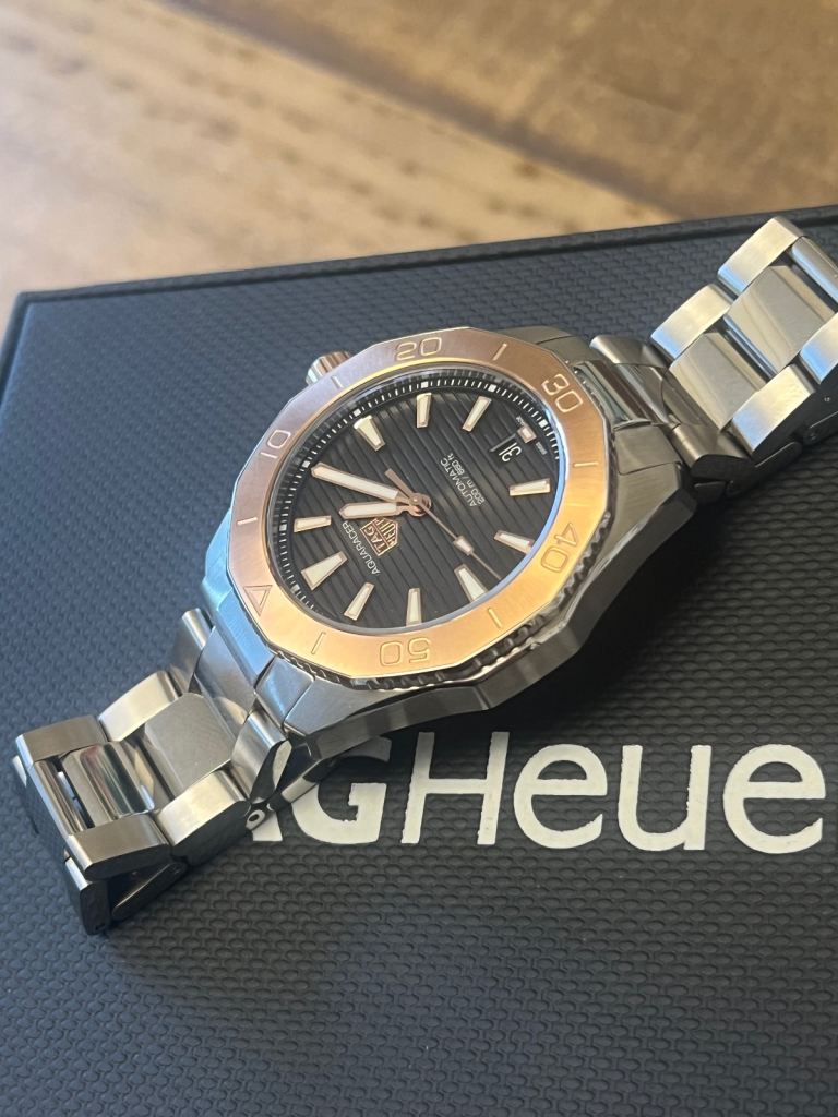 TAG Heuer men’s watch 40mm Aquaracer gold bezel WBP2151