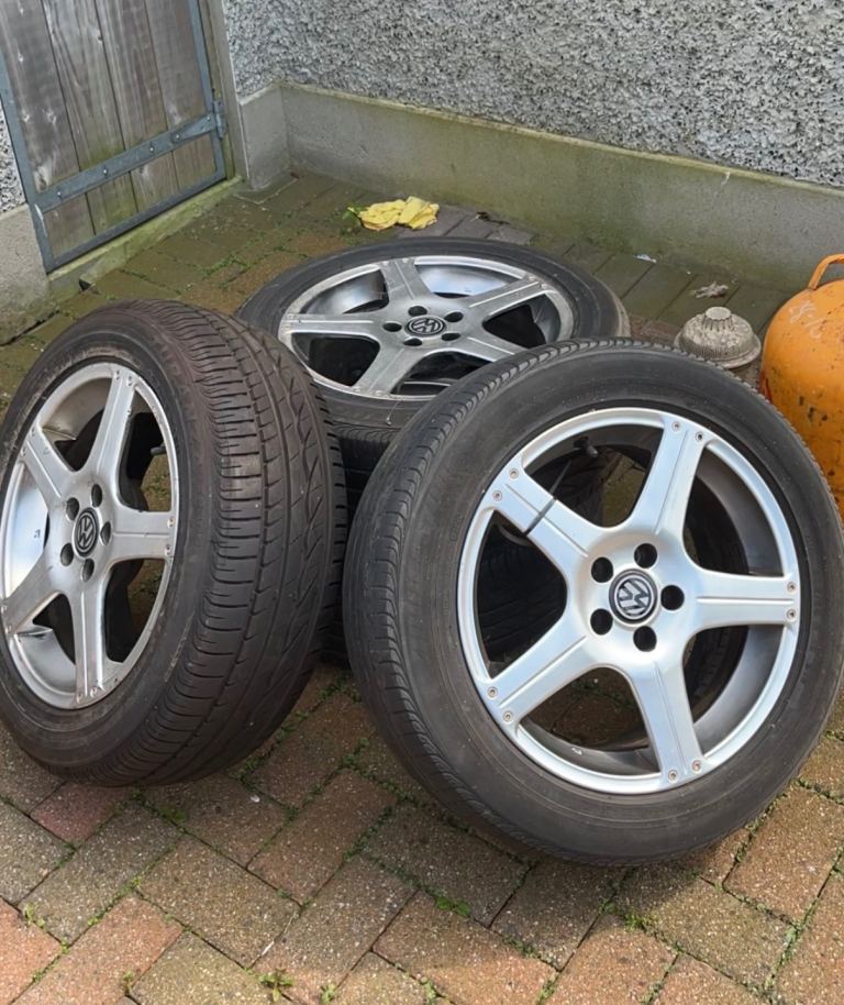 16” Genuine VW Alloy Wheels + Tyres — Set of 4 — 5x100 PCD (Mk4 Golf/Bora fit)