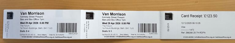Van Morrison at Bath Forum Wed 29th April 2026