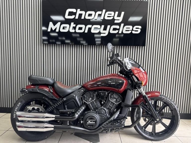 2023 Indian Scout Rouge 1200cc cruiser bobber low ride in deep maroon/black w...