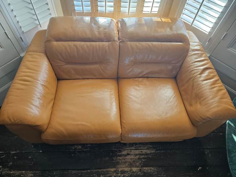 Mustard leather sofas 