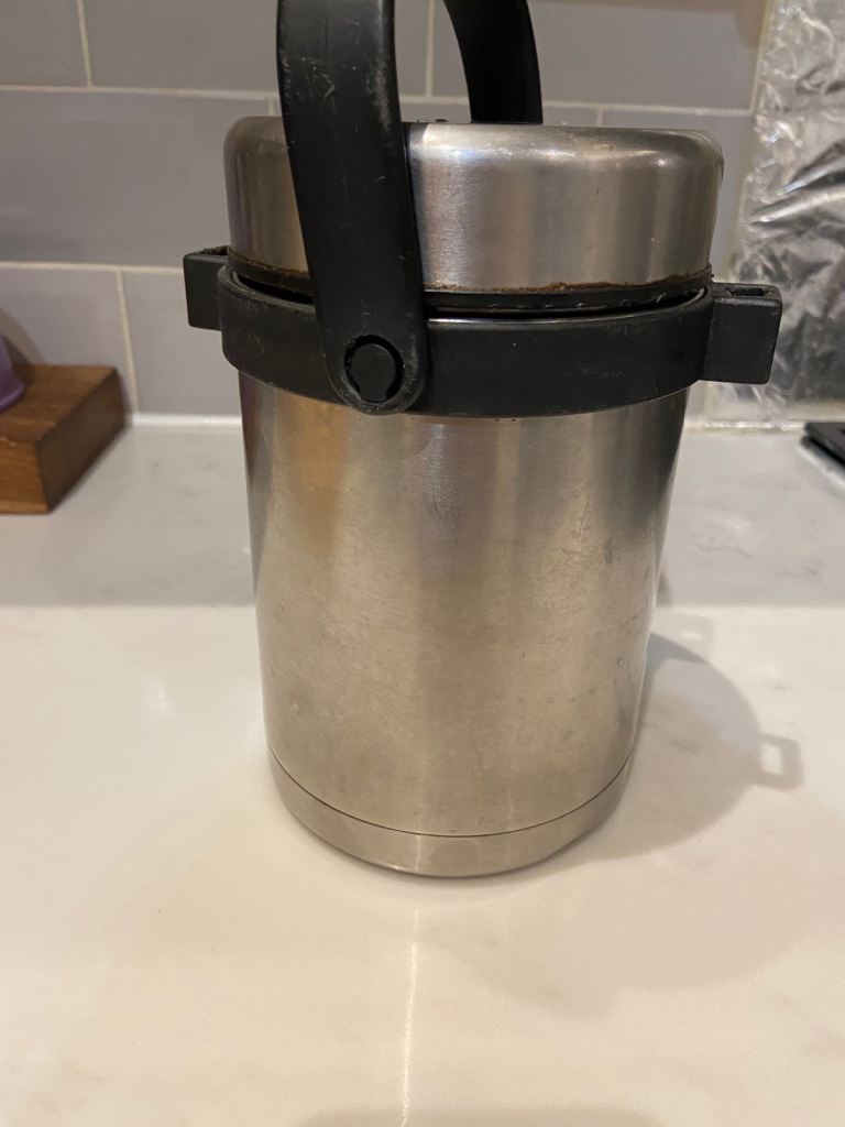 Large Stainless Steel Food Flask, Wide Mouth Thermal Soup Container, Silver Black