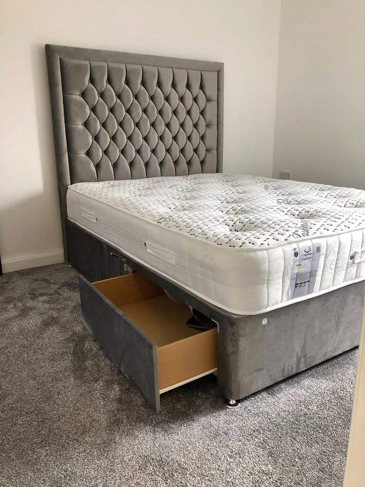 >>🚛Luxury Beds 😘DIVAN 4FT6 Double Bed Base with Mattress & Storage Drawers ❤️15% OFF💥COD