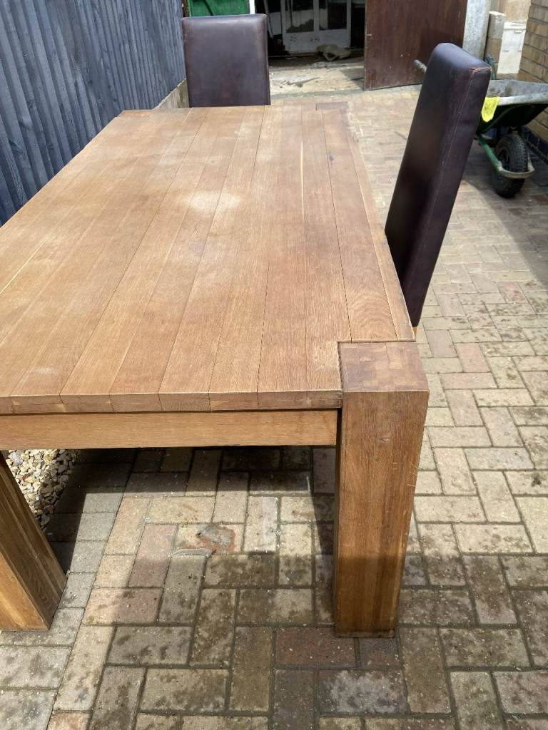 Solid Wooden Dining Table with Chairs – Good Condition