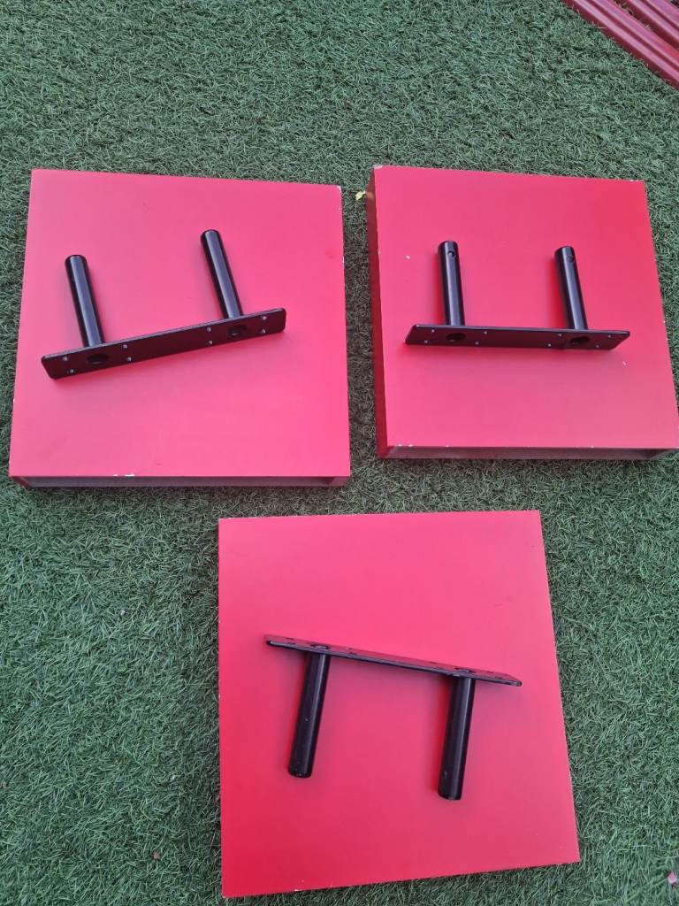  3 red shelves