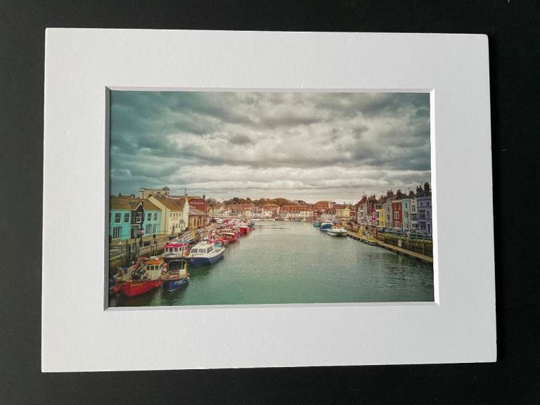 8x6 inch White Mounted Print - Weymouth Harbour Dorset 