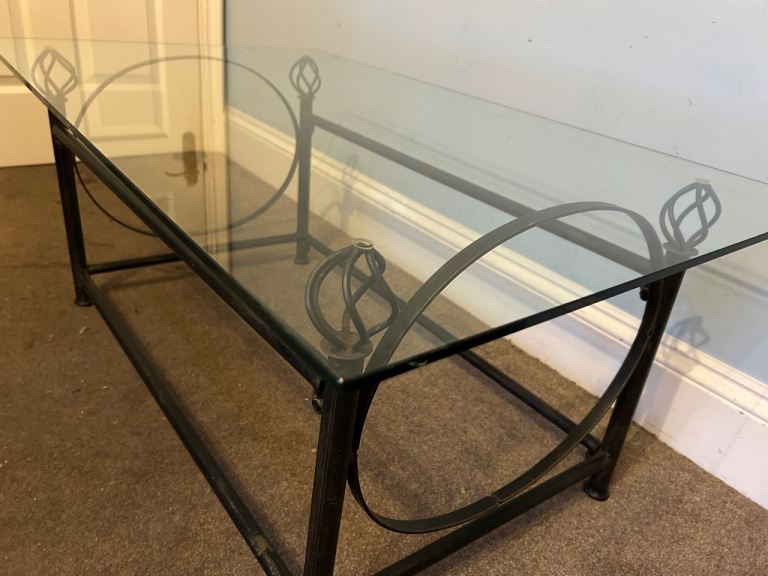 image for Antique Bronze Coffee Table with Toughed Glass H18in/46cm L39in/99cm D23.5in/60cm W038