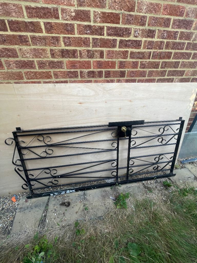 Black Metal Garden Gates with Brass Handles