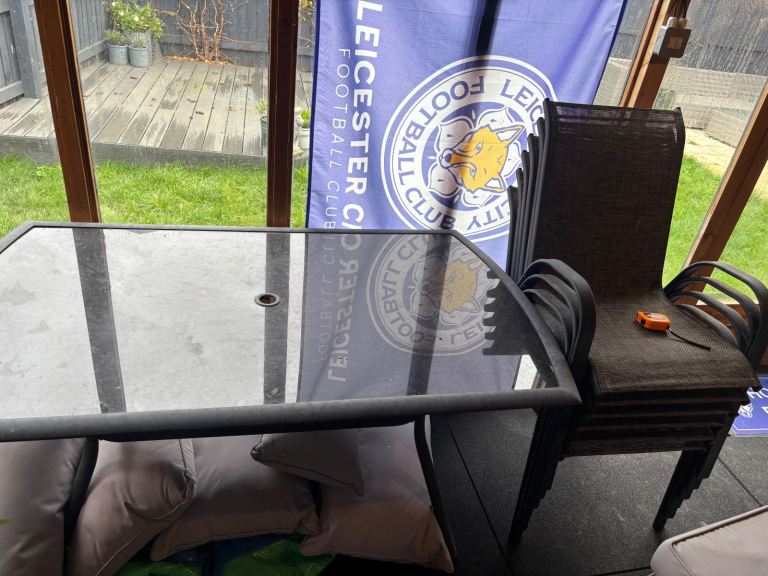 image for Glass top table with chairs