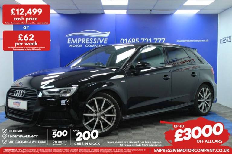 2018 11 AUDI A3 1.0 TFSI 30 BLACK EDITION SPORTBACK 5DR PETROL MANUAL EURO 6 (S/