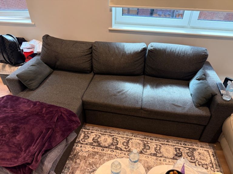 L-Shape Corner Sofa Bed with Storage – Good Condition