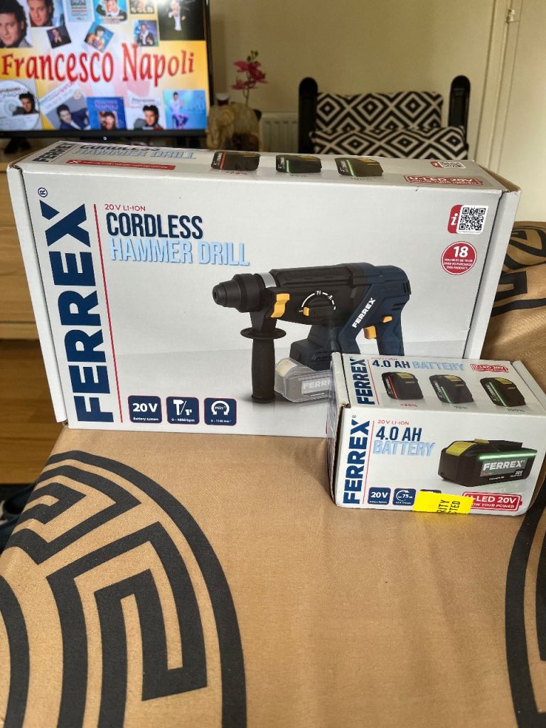Ferrex Cordless Hammer Drill + 4.0 AH battery New 
