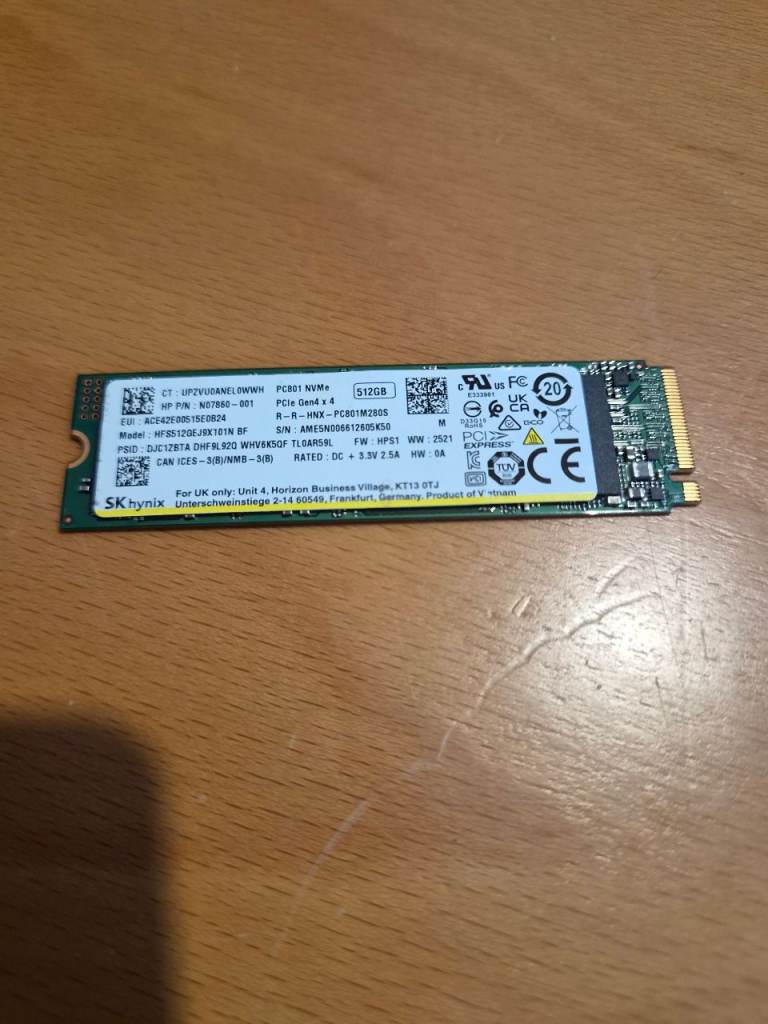 SK hynix PC801 512GB NVMe PCIe Gen4 x4 M.2 SSD