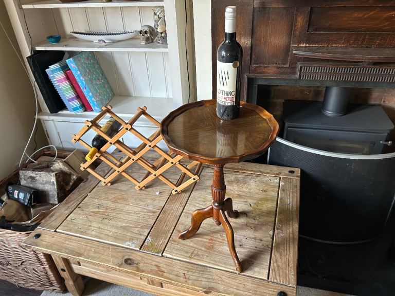 Tripod Wine Table and Folding Wine Rack