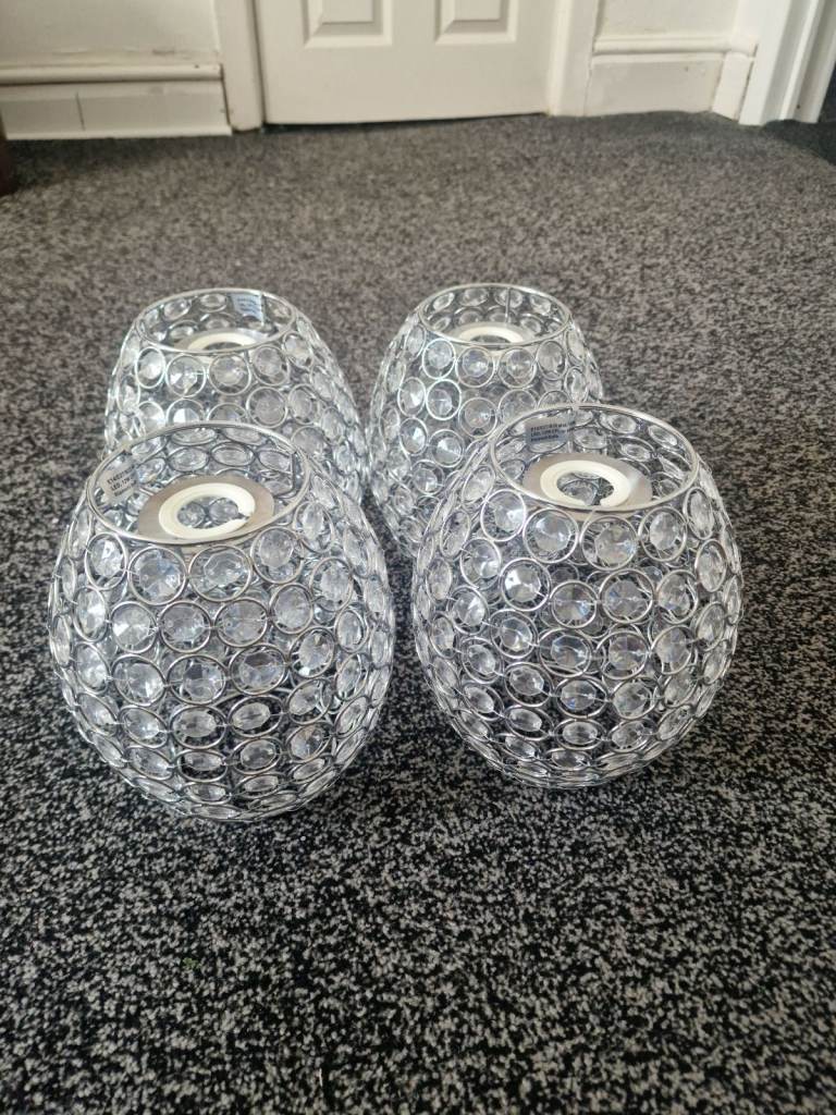 4 NEW CEILING LAMB SHADES - CHROME COLOUR
