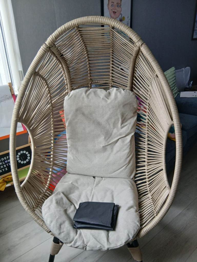 Garden wicker egg chair with cushion and cover. Brand new collection lisburn 