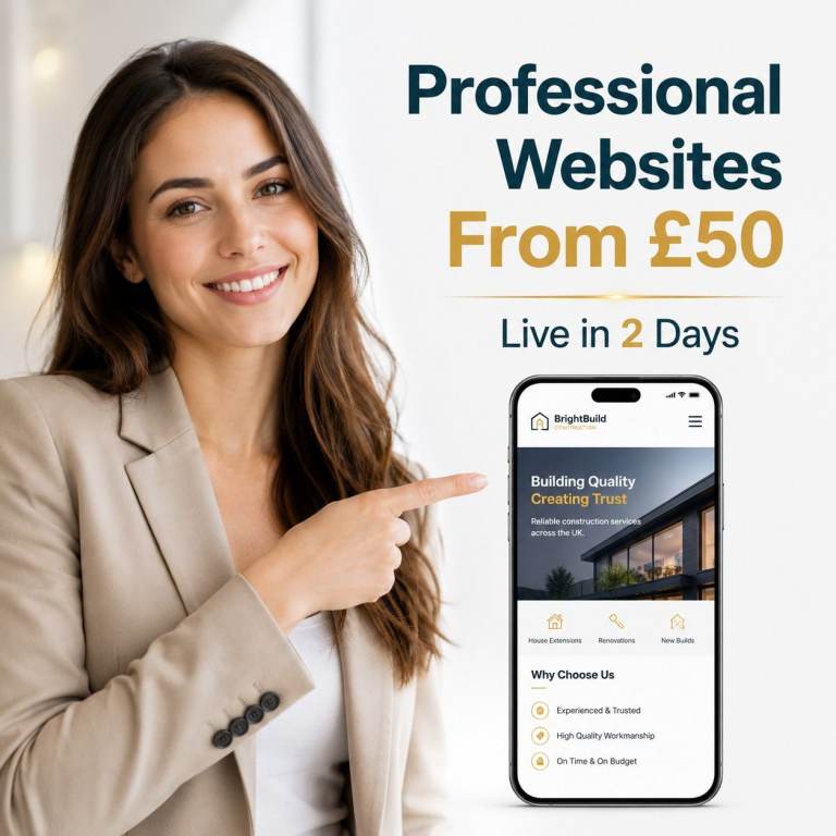 💕 From £50 | Smart Website Design | Live in 2 Days | Web Designer Developer