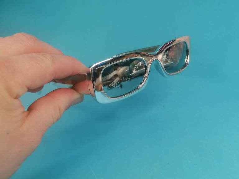 Mirrored Grey color Rectangle Acetate Sunglass. Brand new!. 