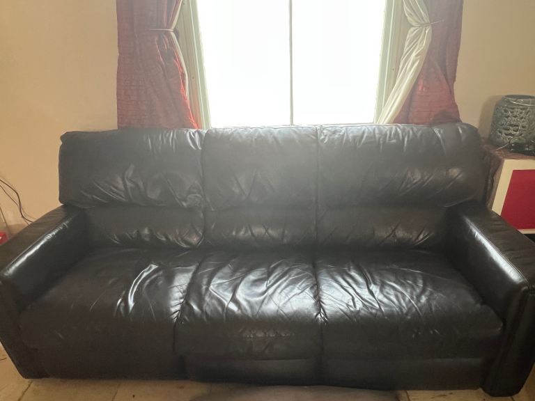 Large leather sofa and 2 arm chairs