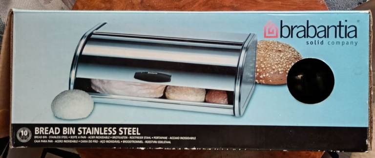 Brabantia Stainless Steel Roll Top Bread Bin. New and unused its in box. Sold by Amazon & John Lewis