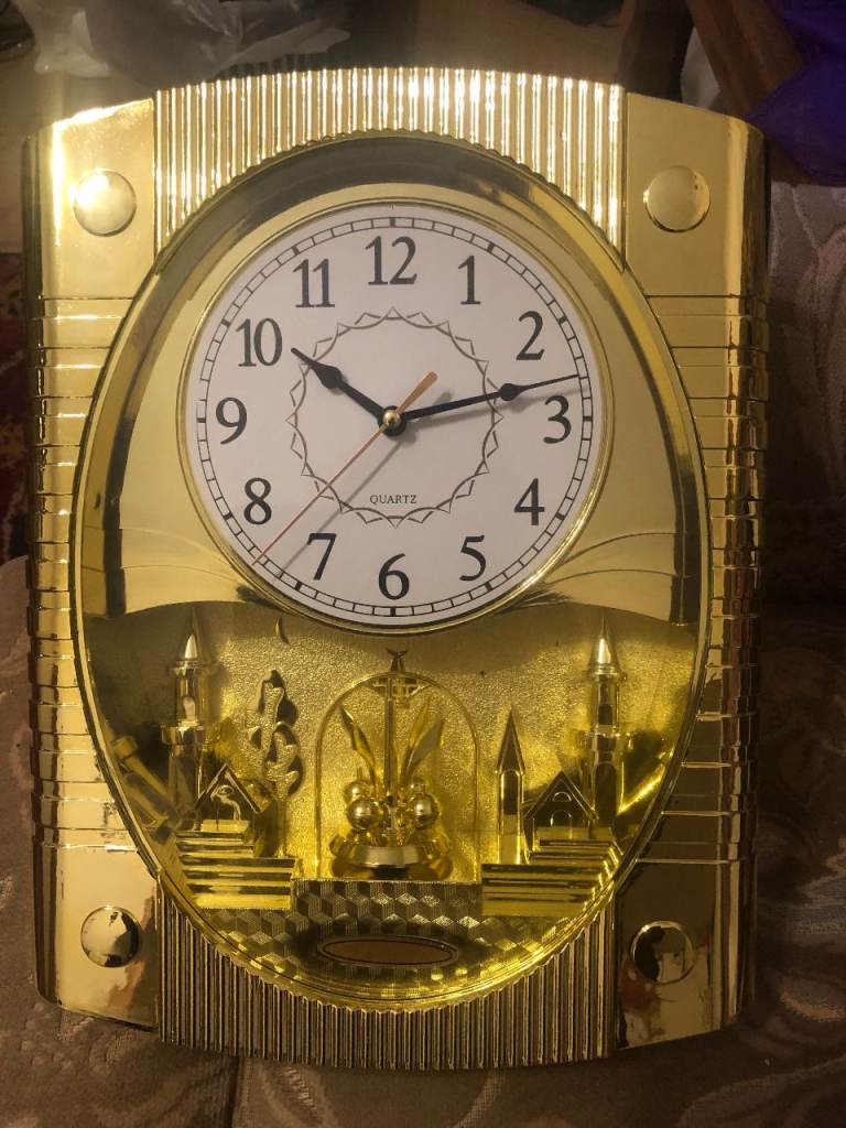 Gold Coloured Plastic Wall Clock