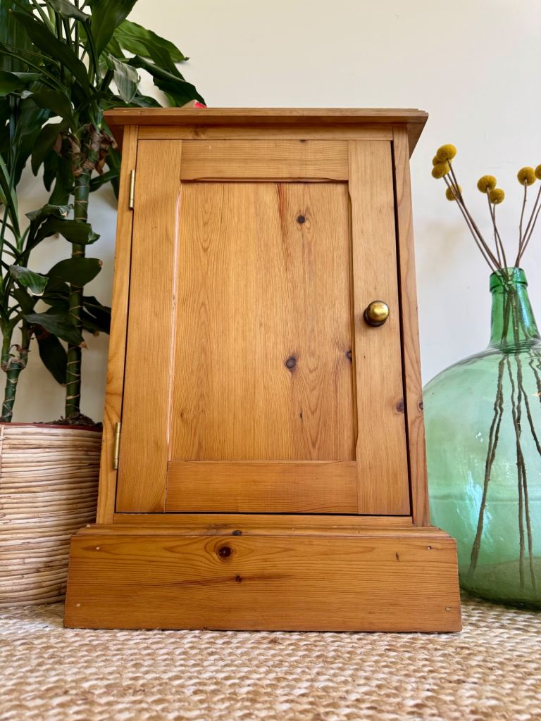Vintage solid pine bedside cabinet cupboard 