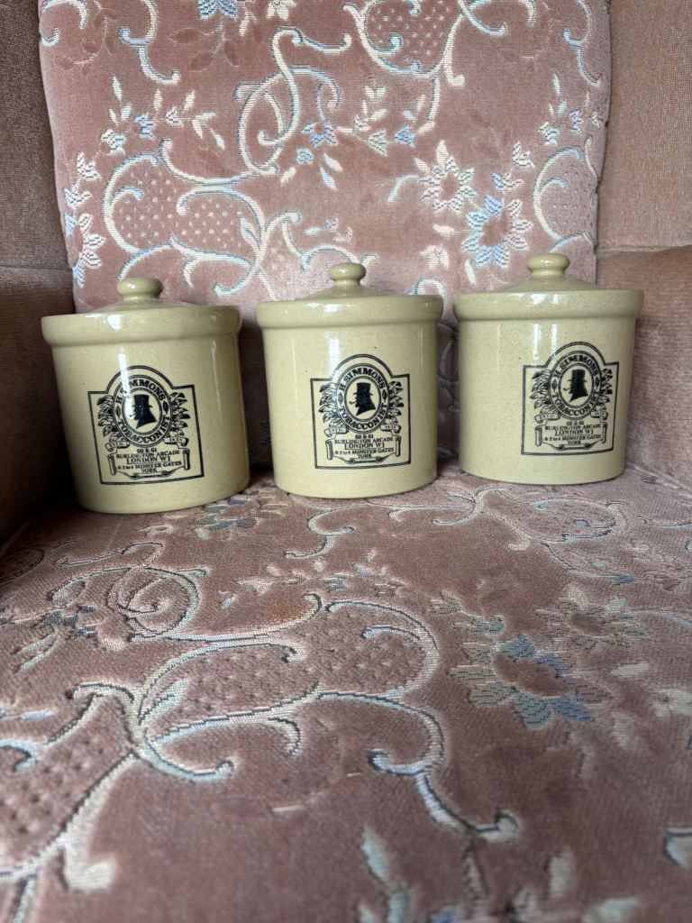 3 H Simmons tobacconist stoneware jars 