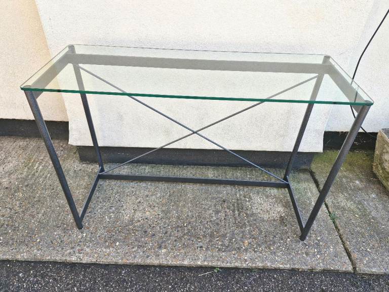 Modern Metal and Glass Hall Console Table
