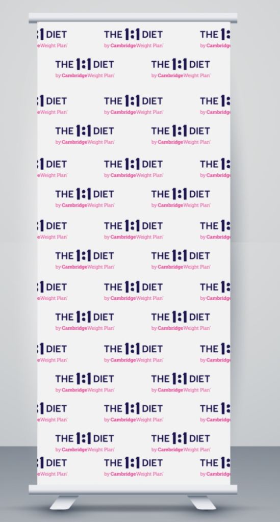 1:1 Diet pull up, pop up roller banner.