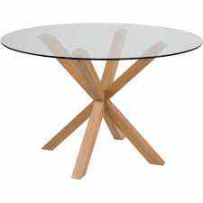 Glass and wood effect dining table 