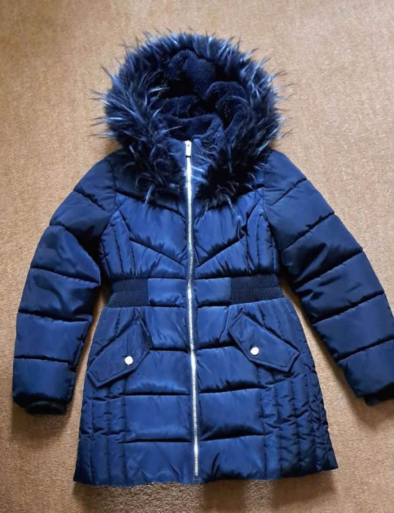 Girls navy hooded coat 