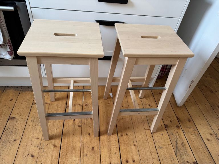 IKEA Nilsolle Wooden Bar Stool Birch X2