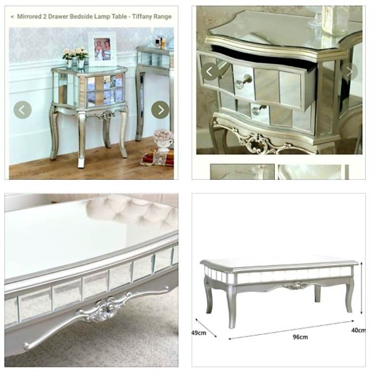 Almost new MelodyvMaison mirrored large coffee table & matching side chest of drawers