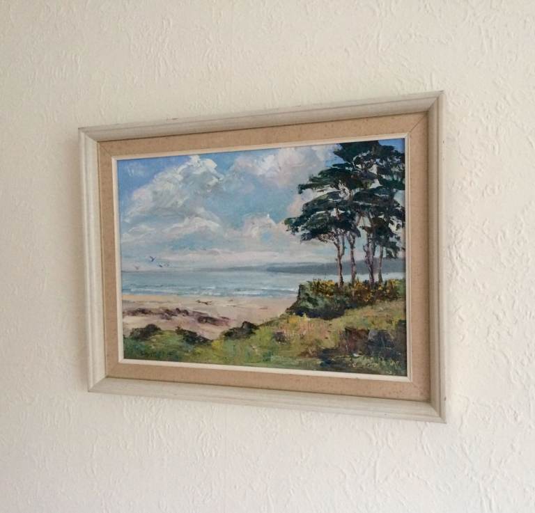 INCOMING TIDE BY MISS ELFRIDA HASTIE - FRAMED TEXTURED ORIGINAL OIL PAINTING - ST. ANTHONYS DEVON