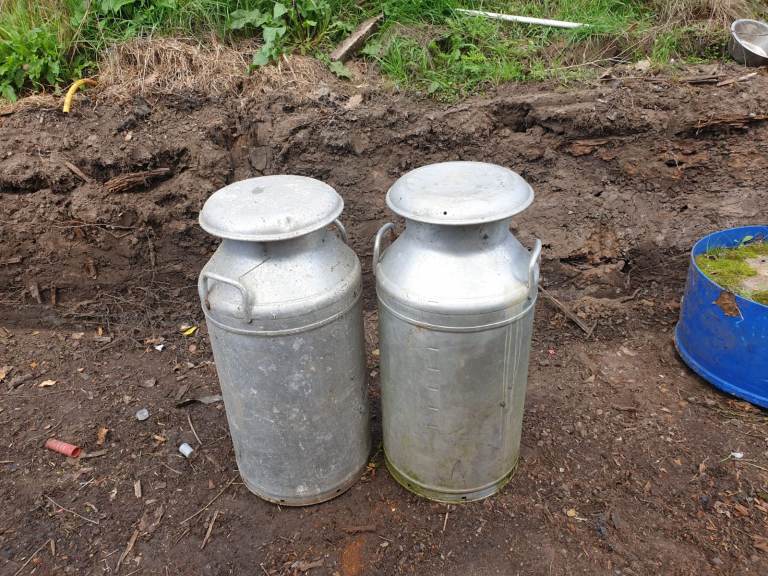 Aluminium milk churns two 