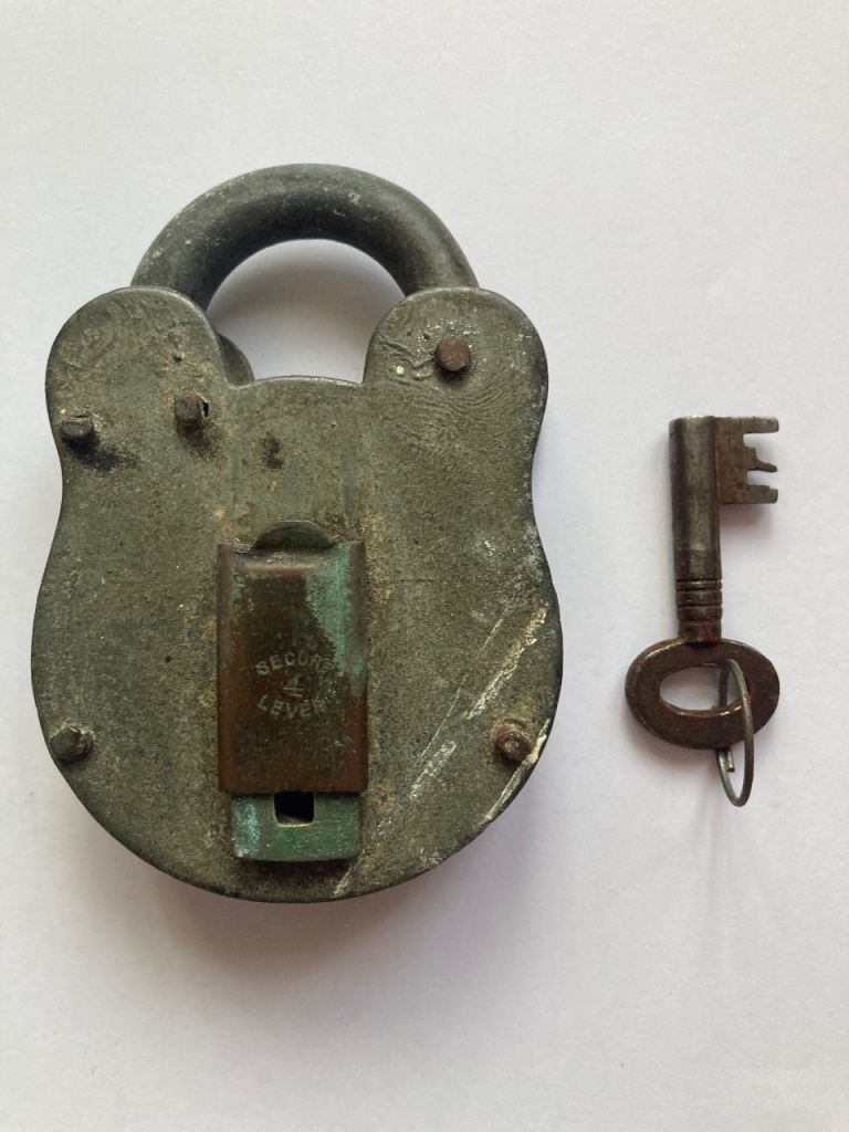 Vintage Secure 4 Lever Padlock with Key – Working Condition