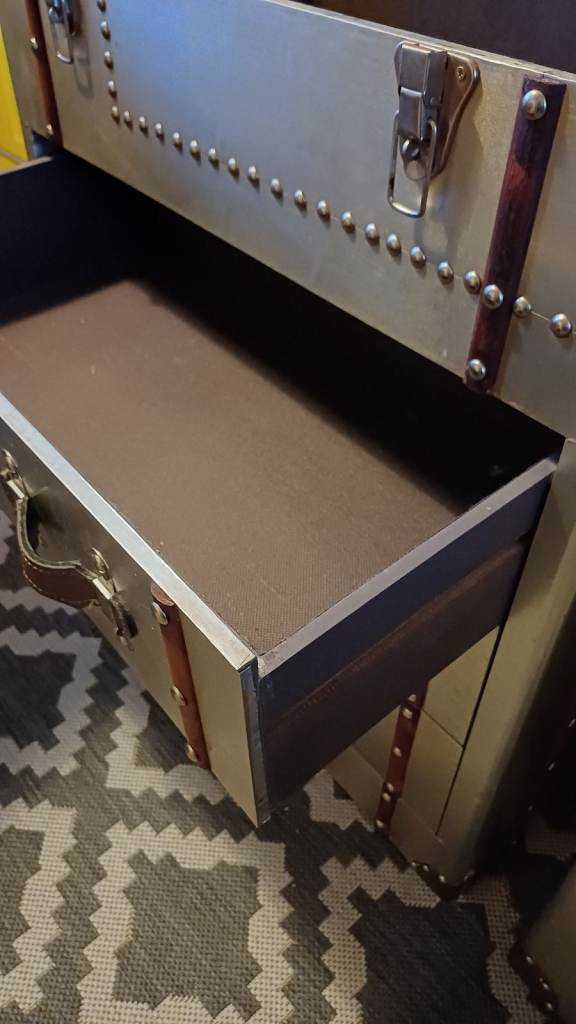 Pair of Timothy Oulton Style Aviator Metal Aluminium Chest of Drawers Industrial