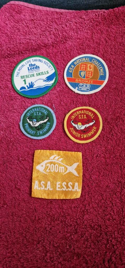 Vintage Swimming Sew On Badges X5 - Various Grades/Placement 