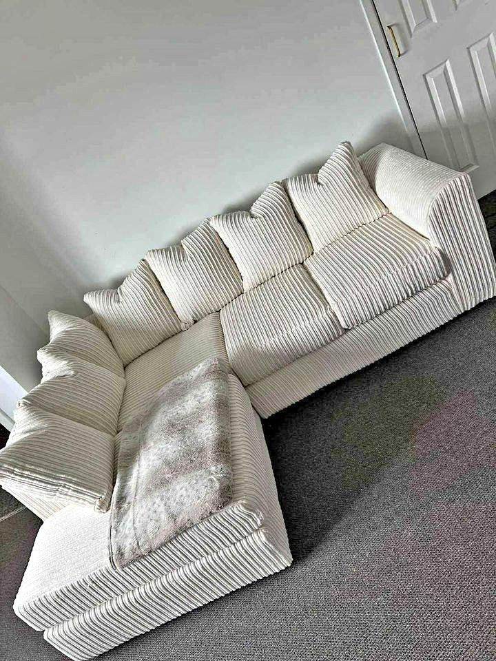 Brand New 4 Seater Dylan Corner Sofa In Cream For Sale Near You, Same Day Delivery, Order Now📞🚚