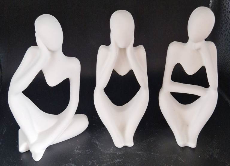 SOLID RESIN MEDITATING THINKERS SET (CAN BE SUPPLIED WITH PLASTER WAVY DISPLAY BASE)