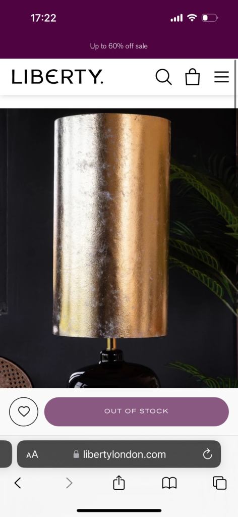 Liberty London tall gold statement table lamp shade 2 available 
